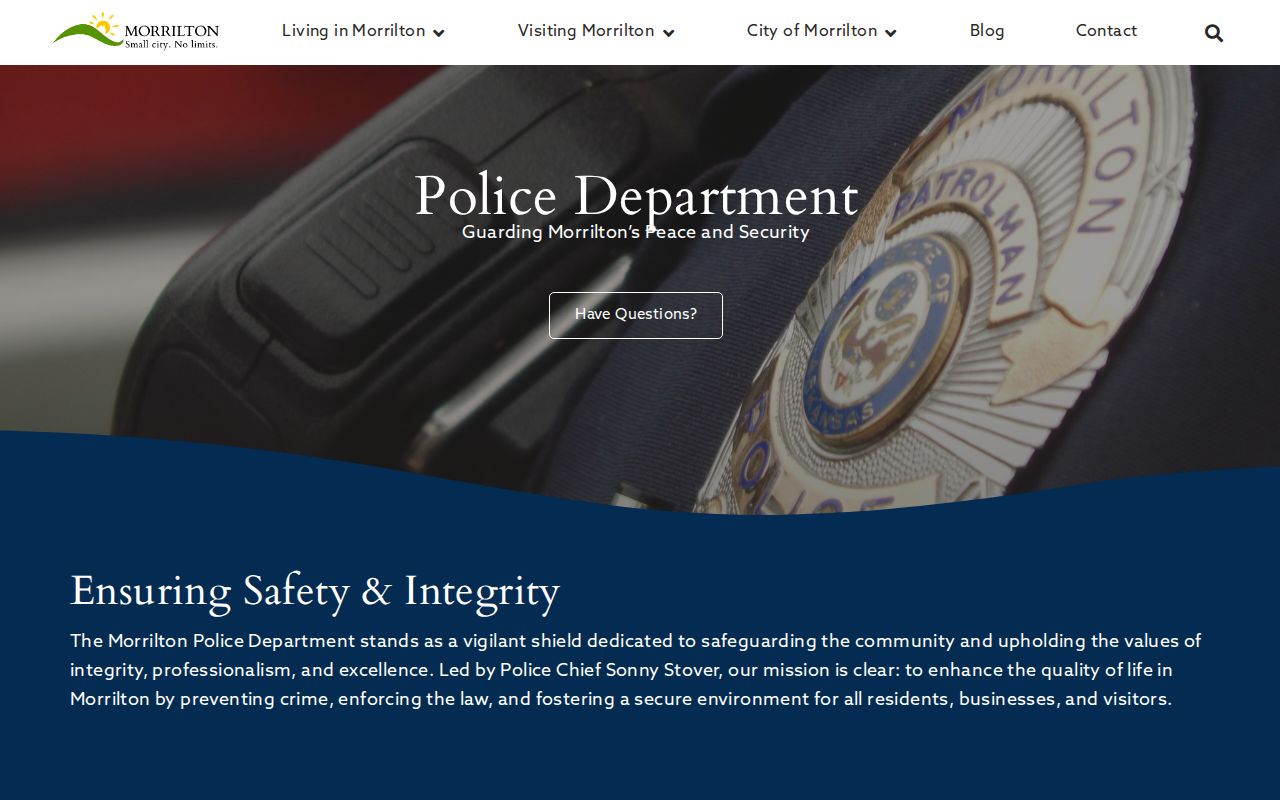 Captured official Morrilton Police Department webpage