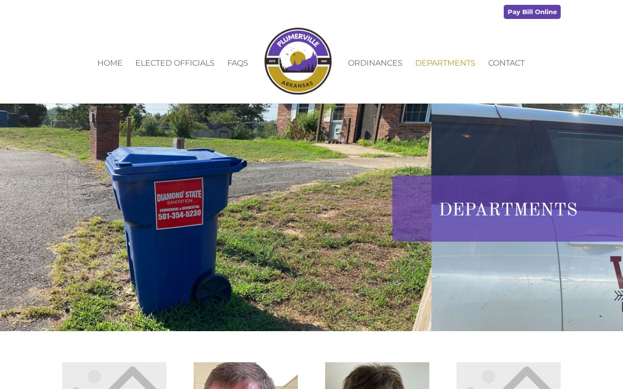 Captured official Plumerville departments webpage with police contact information