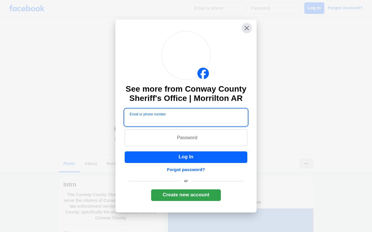 Official Conway County Sheriff's Office Facebook page